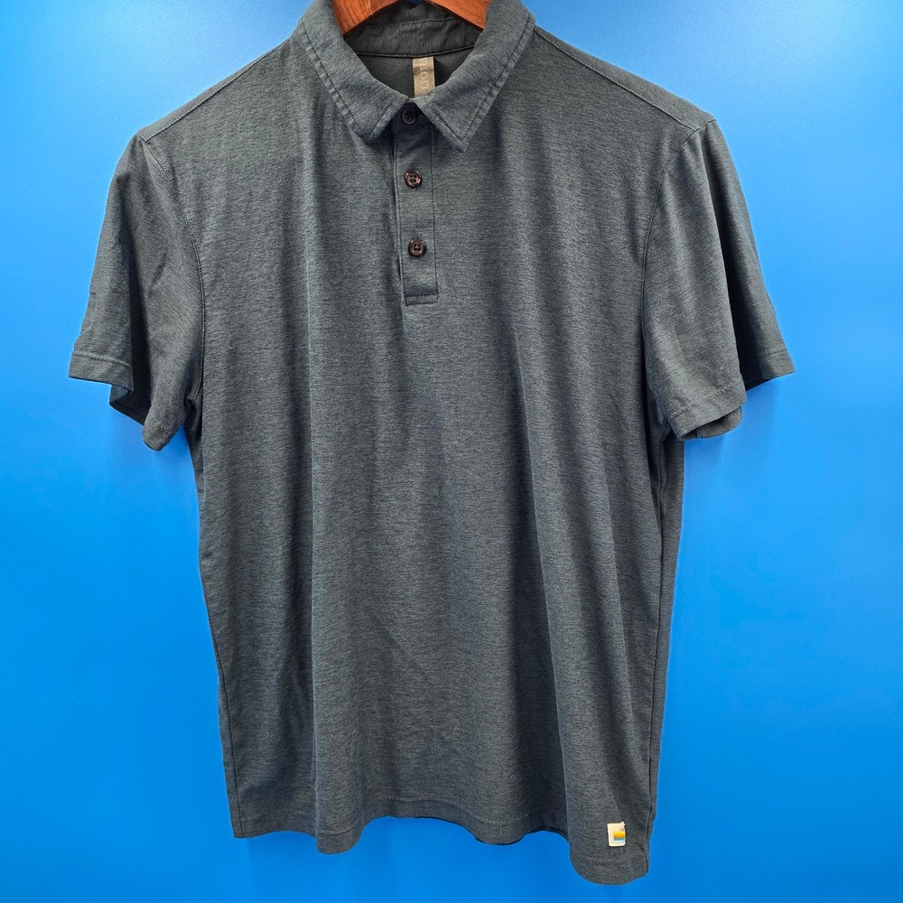 Vuori Men's Strato Tech Performance Polo Shirt Charcoal Gray Heather Size S